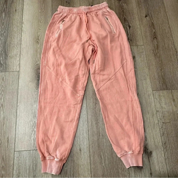 BLANK NYC Power Hour Sweatpants Acid Wash Salmon French Terry Jogger Sz S NWT - Picture 2 of 8